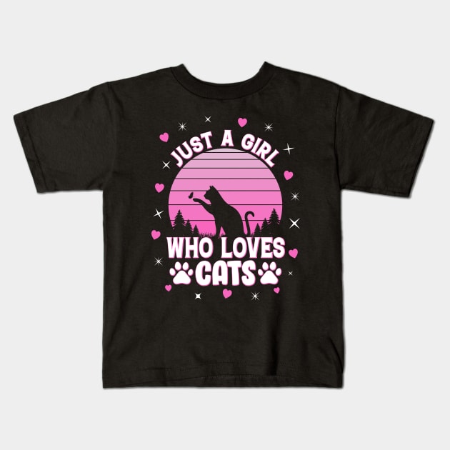 Just A Girl Who Loves Cats Kids T-Shirt by Nifty T Shirts